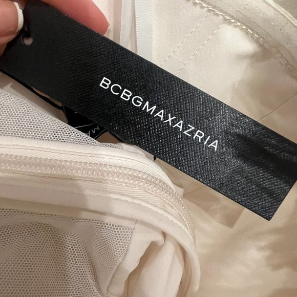 NWT BCBGMAXAZRIA Strapless Tiered Tulle White Mini Dress US 6 - Picture 10 of 10